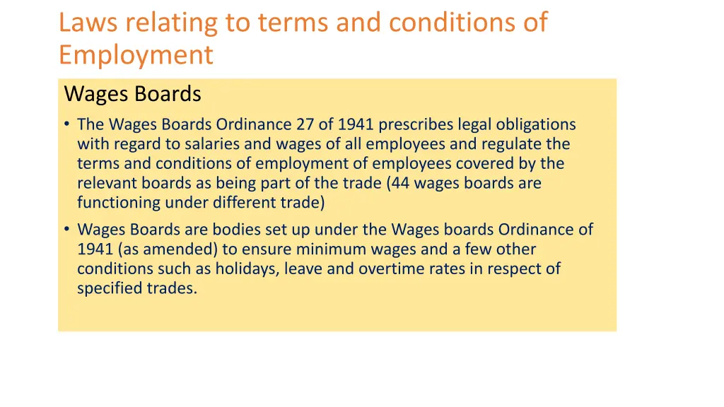 laws relating to terms and conditions