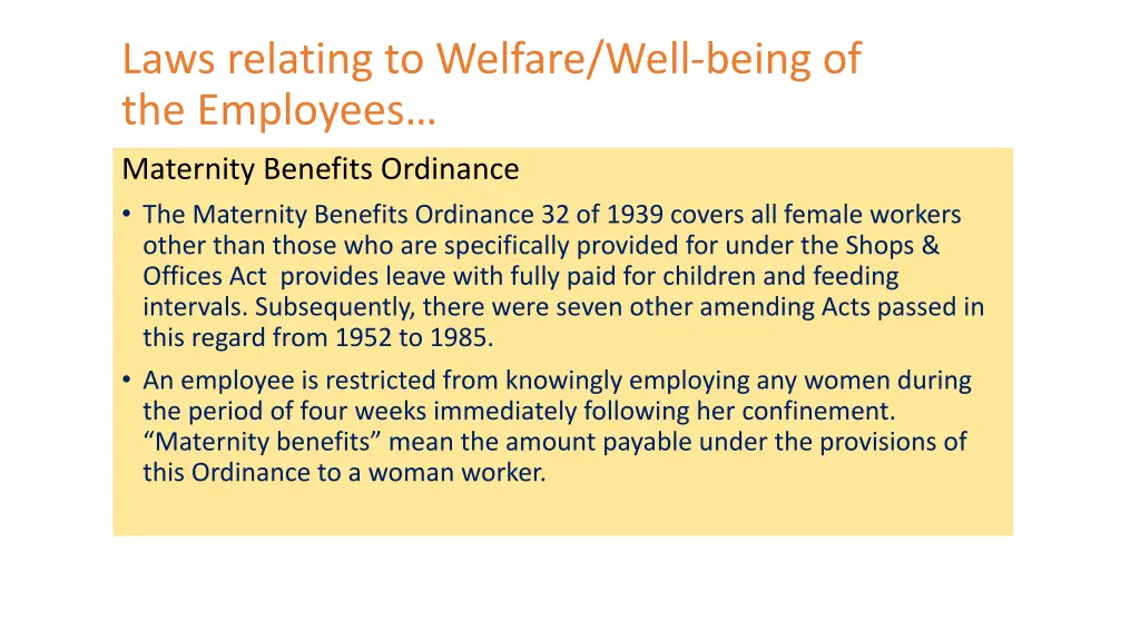 laws relating to welfare well being 1