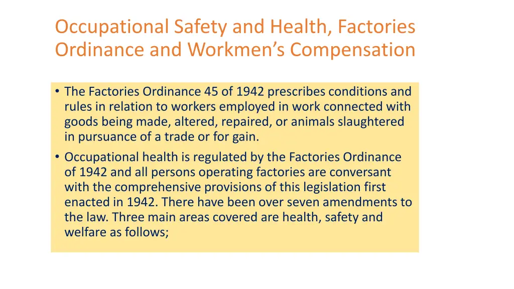 occupational safety and health factories