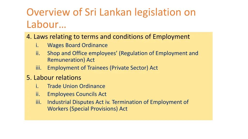 overview of sri lankan legislation on labour 2