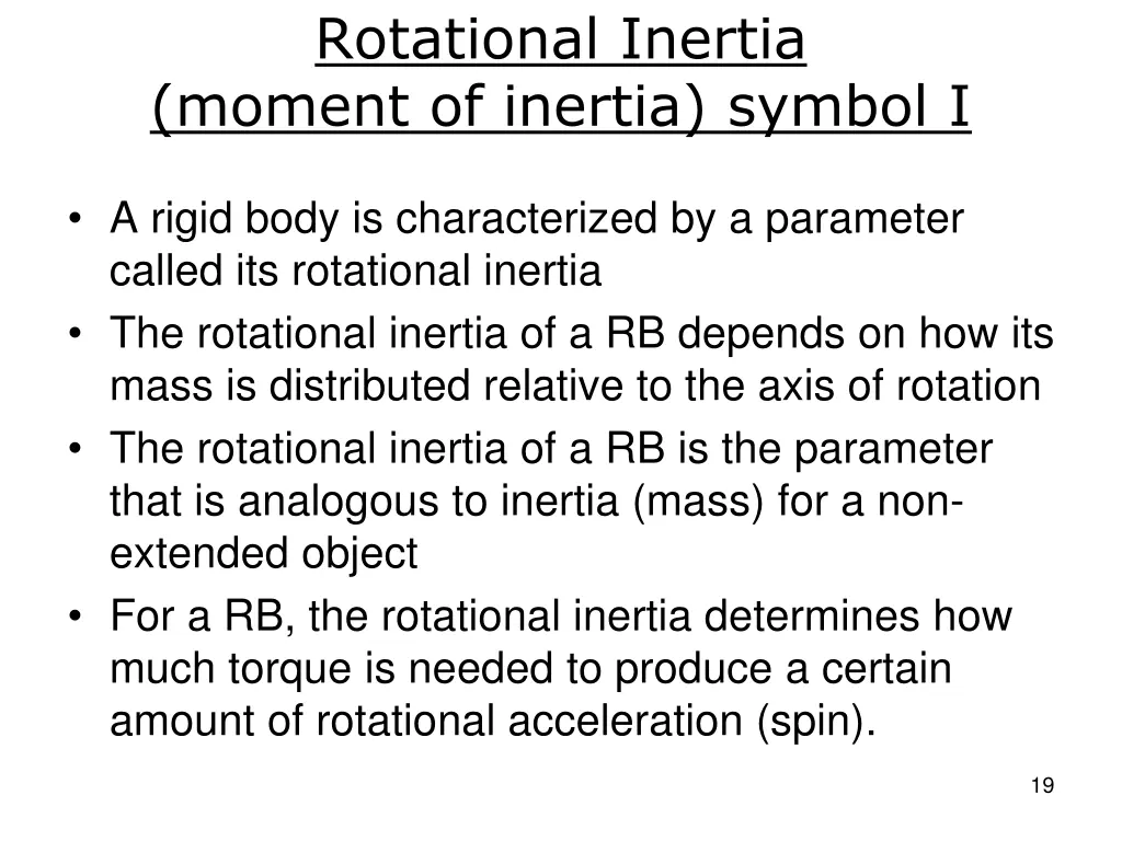 rotational inertia moment of inertia symbol i