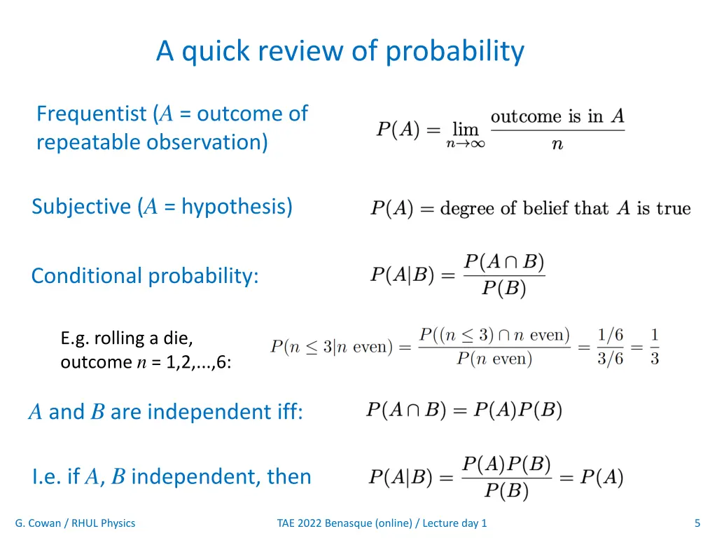 a quick review of probability