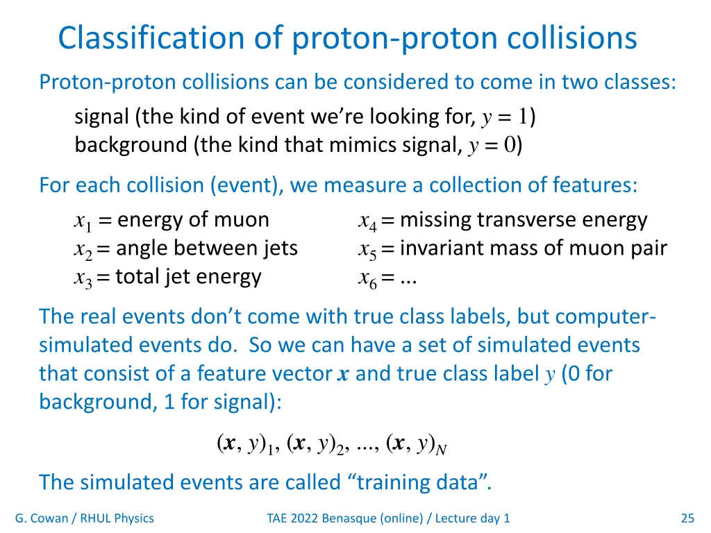 classification of proton proton collisions