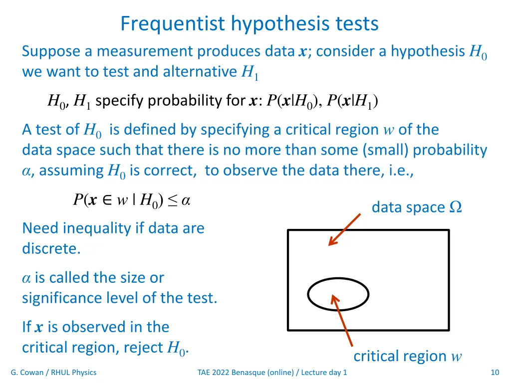 frequentist hypothesis tests