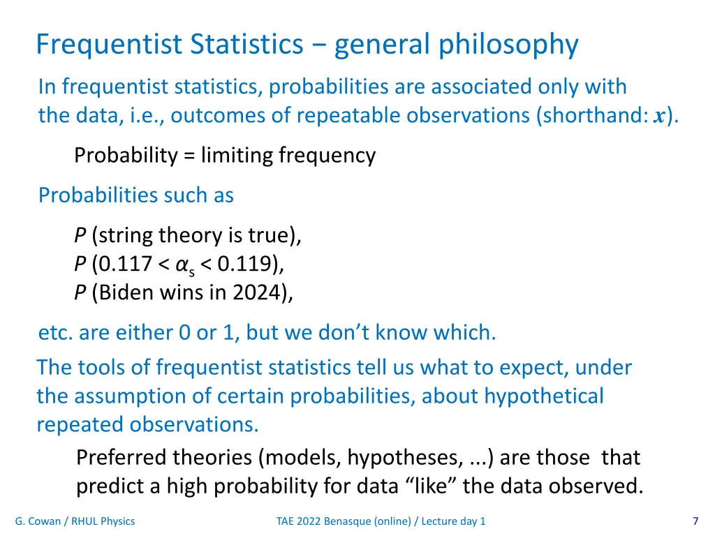 frequentist statistics general philosophy