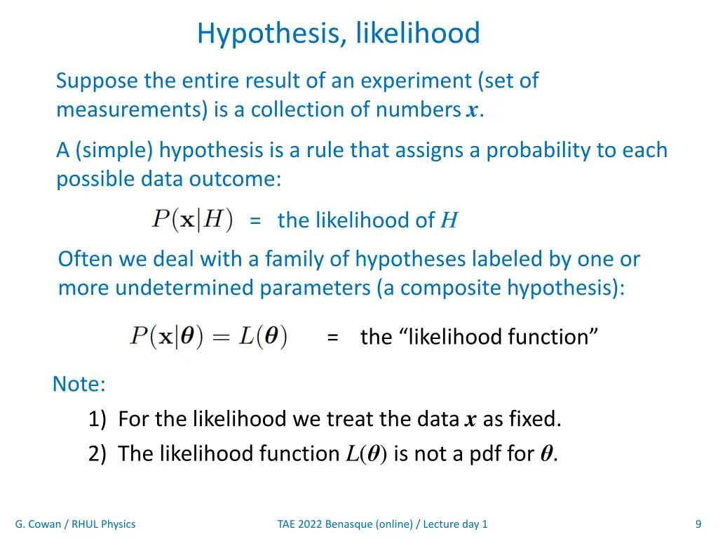 hypothesis likelihood