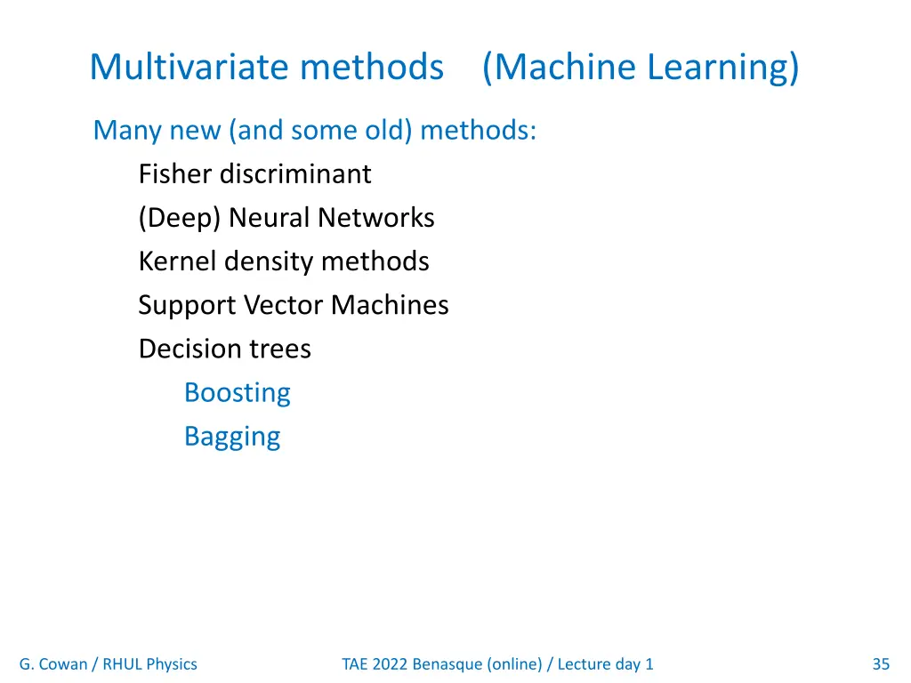 multivariate methods machine learning