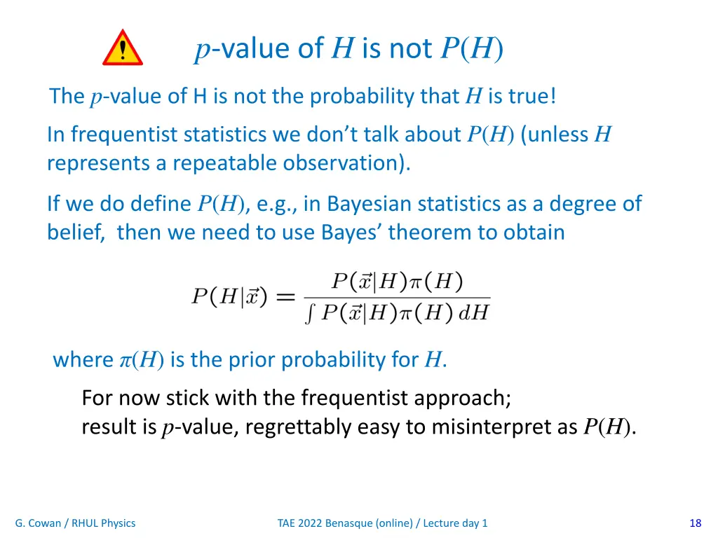 p value of h is not p h