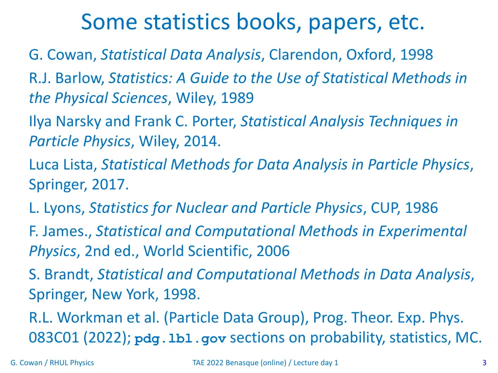 some statistics books papers etc