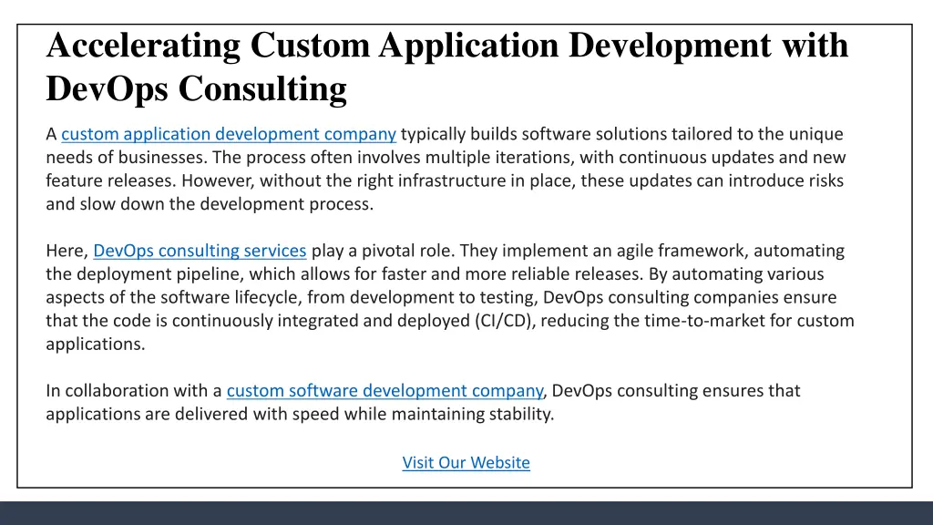 accelerating custom application development with