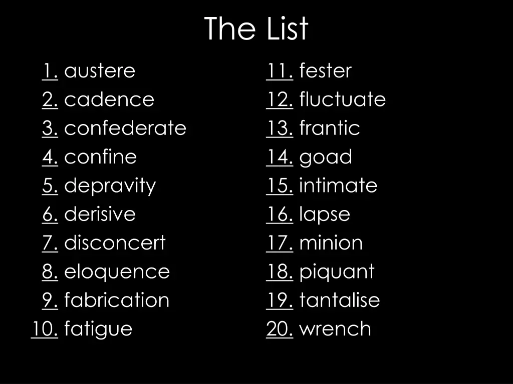 the list 1