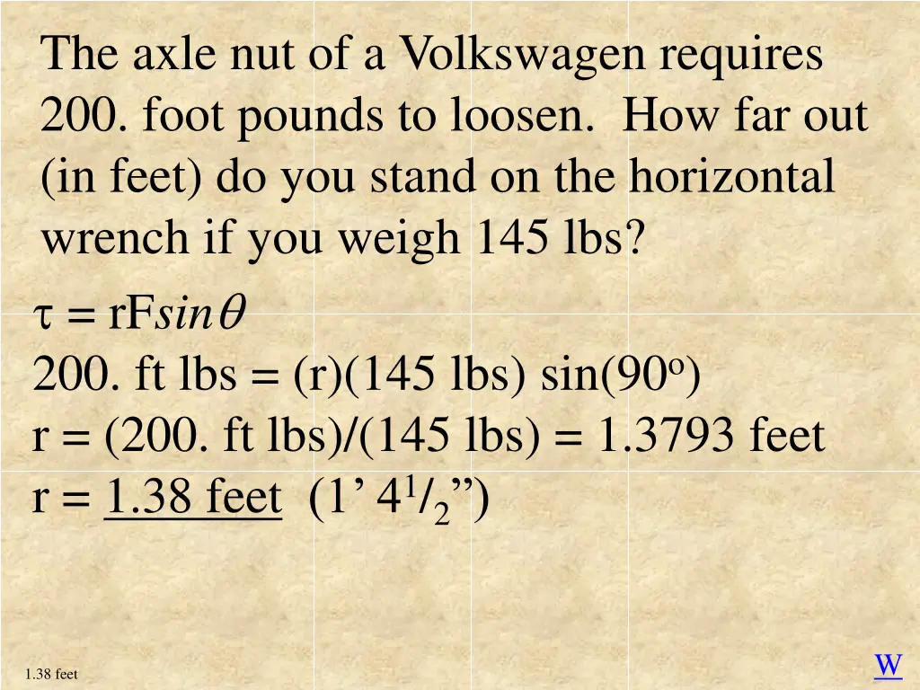 the axle nut of a volkswagen requires 200 foot