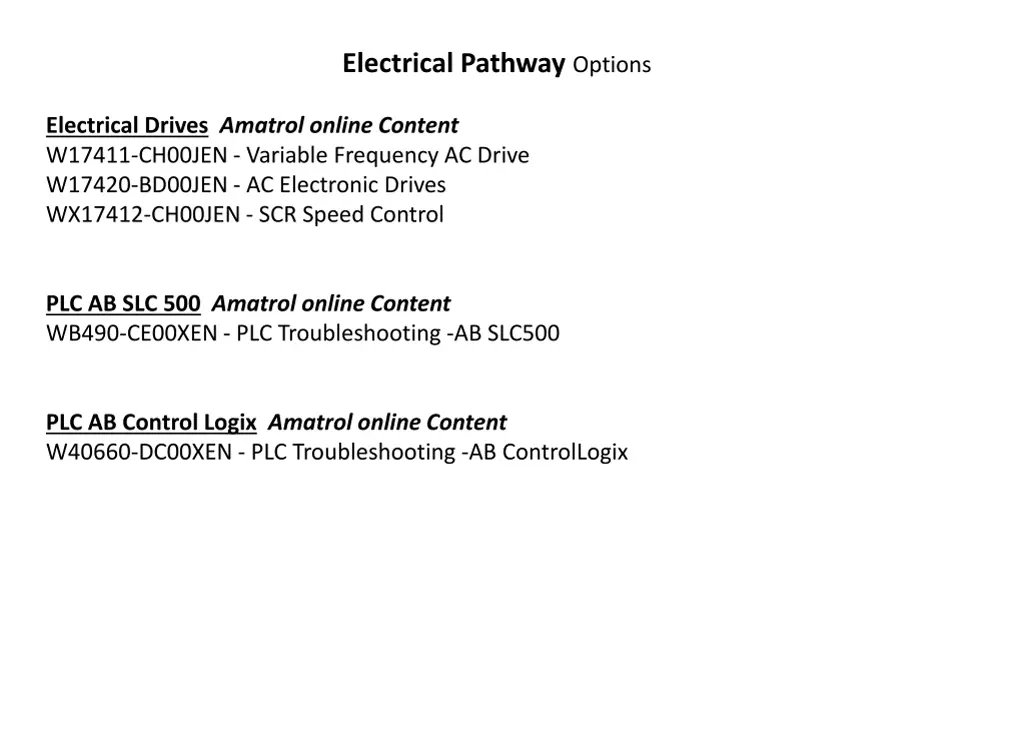 electrical pathway options