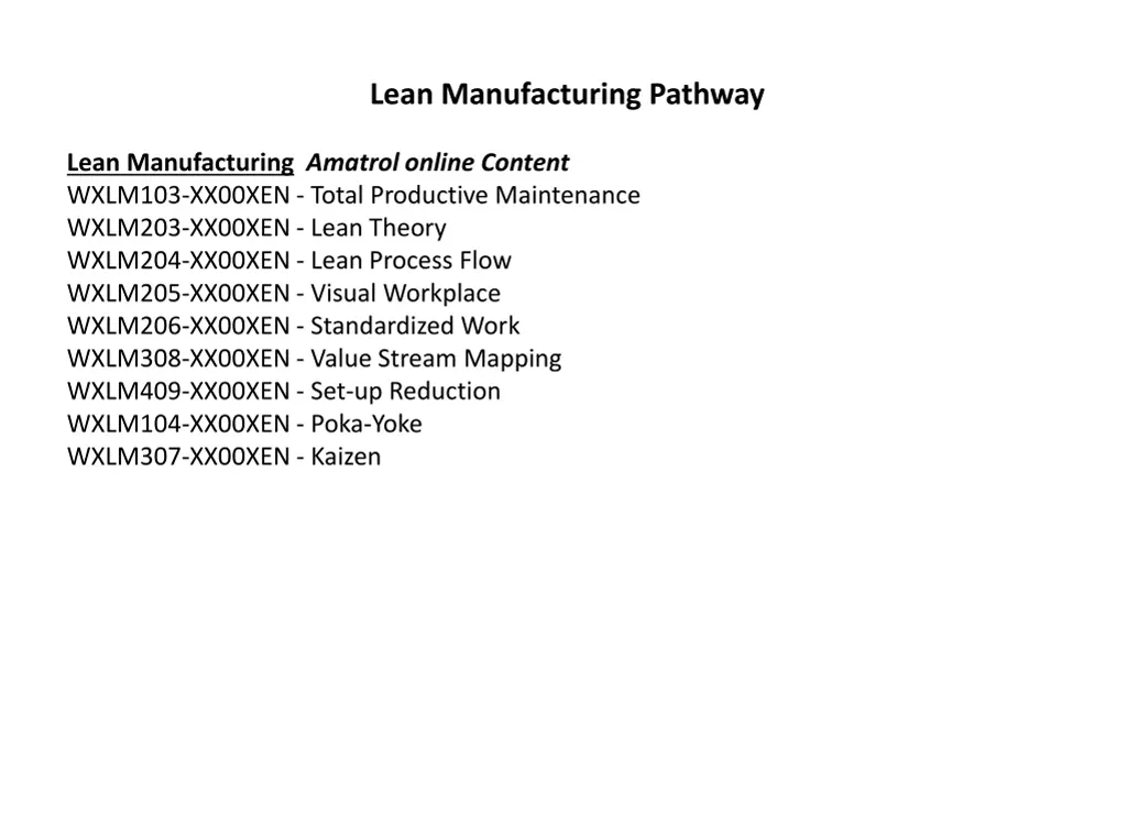 lean manufacturing pathway