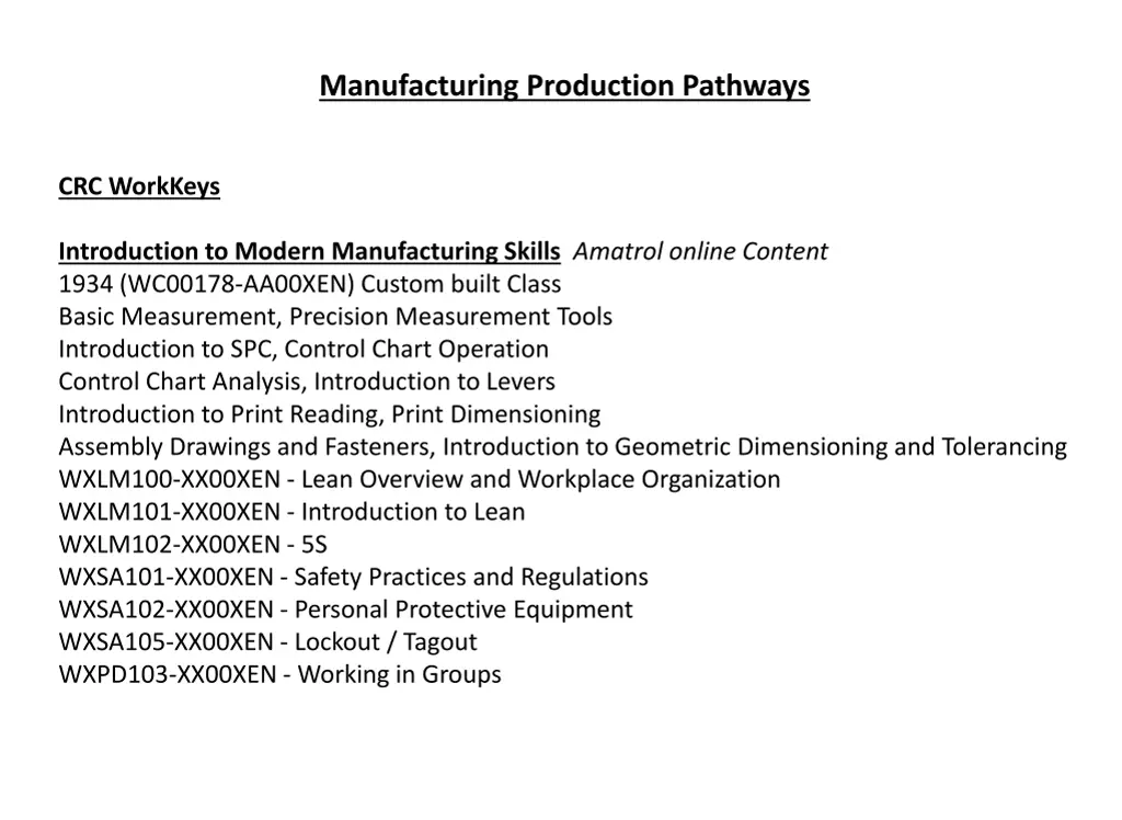 manufacturing production pathways