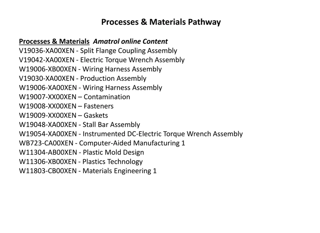 processes materials pathway