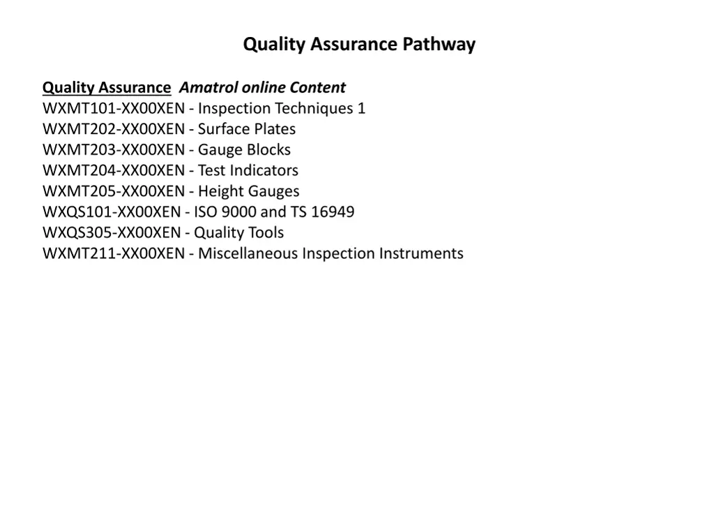 quality assurance pathway