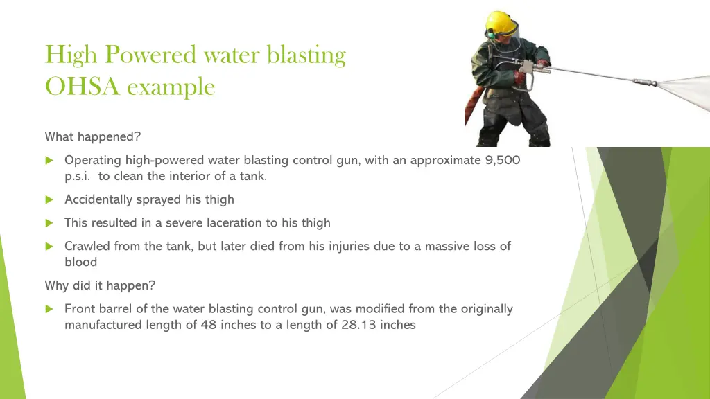 high powered water blasting ohsa example