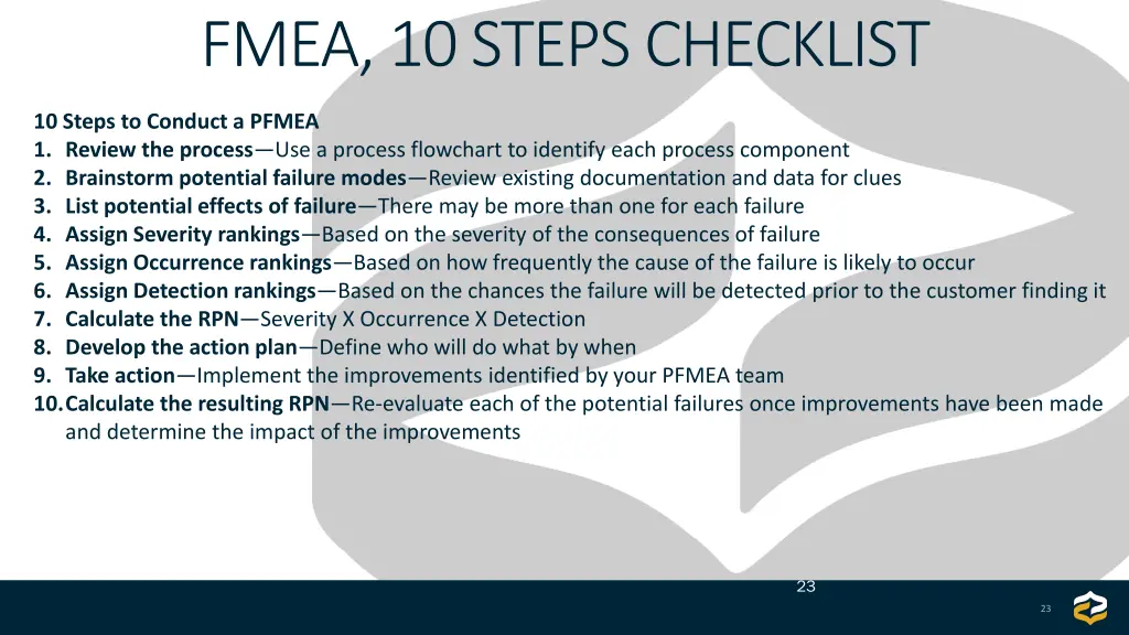 fmea 10 steps checklist