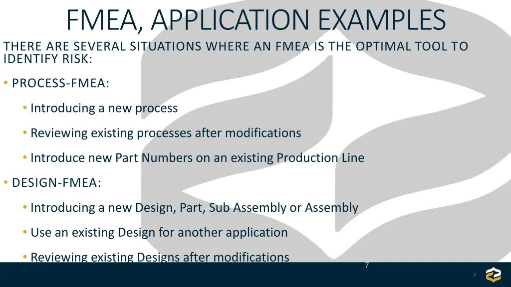 fmea application examples there are several