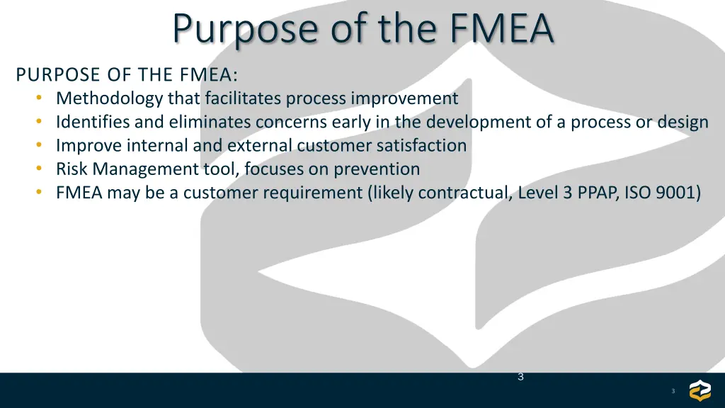 purpose of the fmea