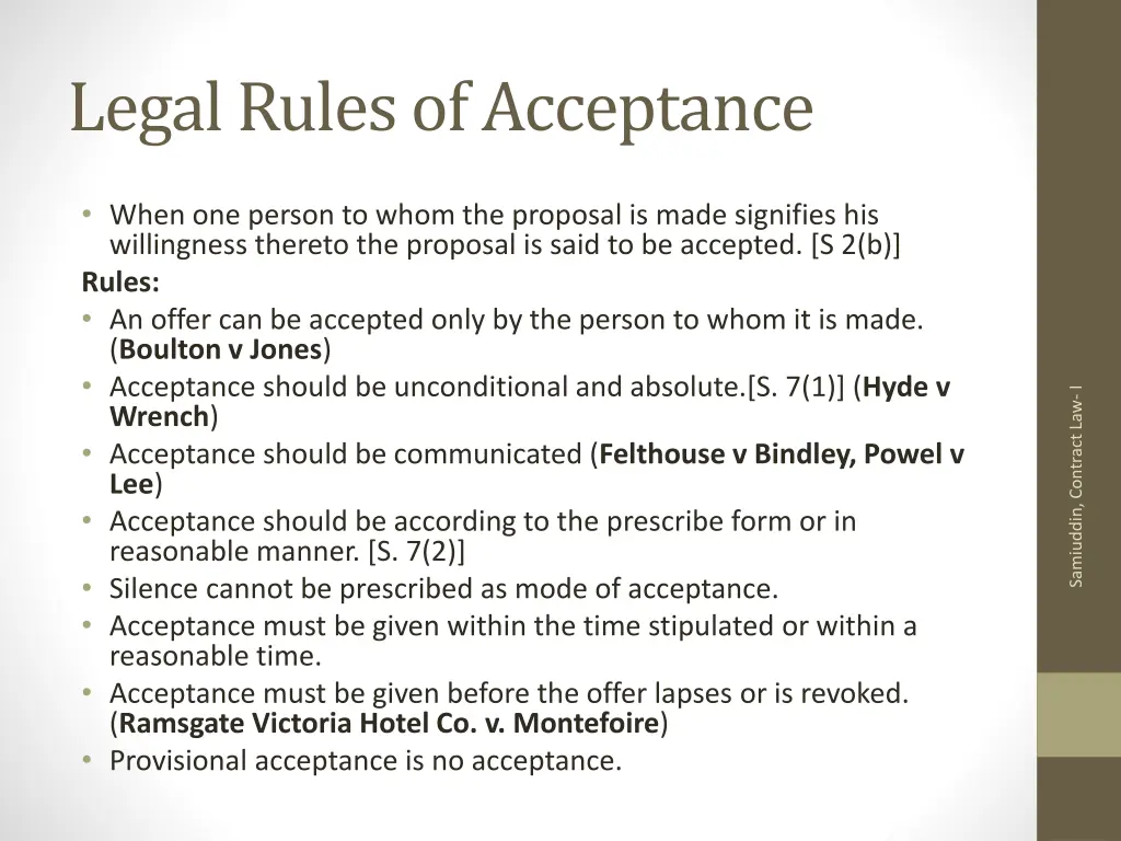 legal rules of acceptance