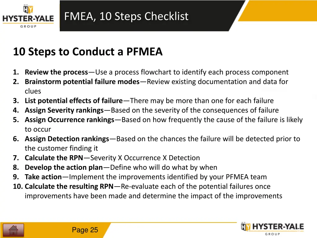 fmea 10 steps checklist