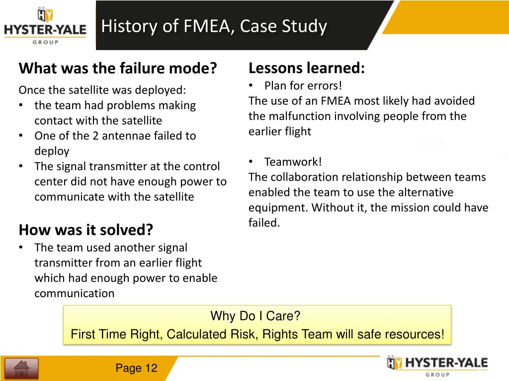 history of fmea case study 1