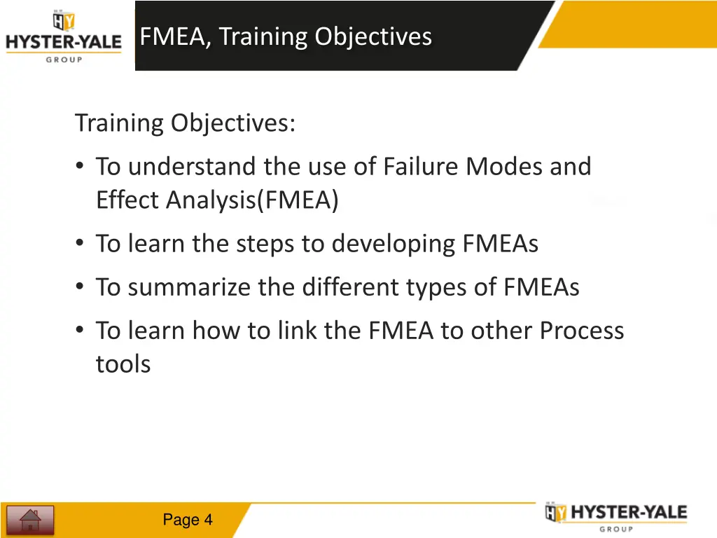 learning fmea training objectives