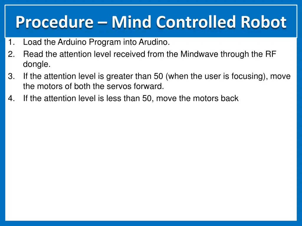 procedure mind controlled robot