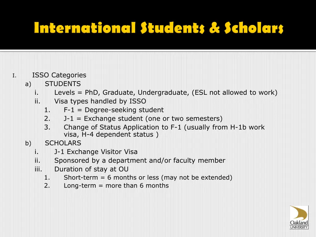 isso categories students i levels phd graduate