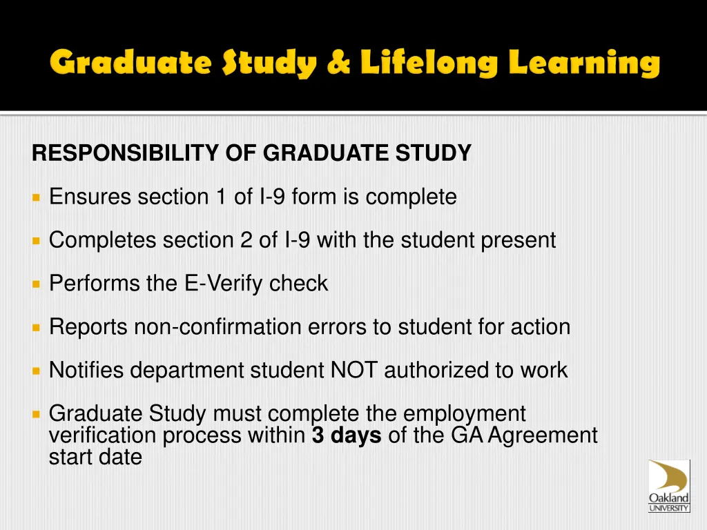 responsibility of graduate study