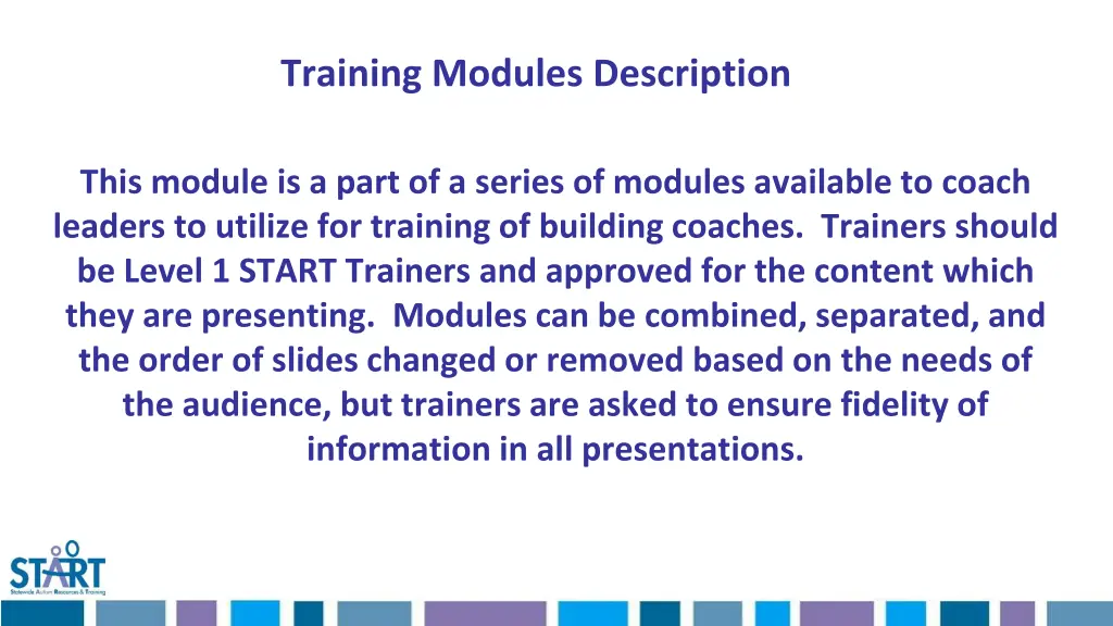 training modules description