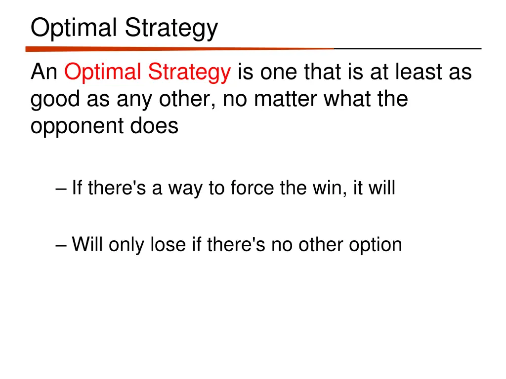 optimal strategy