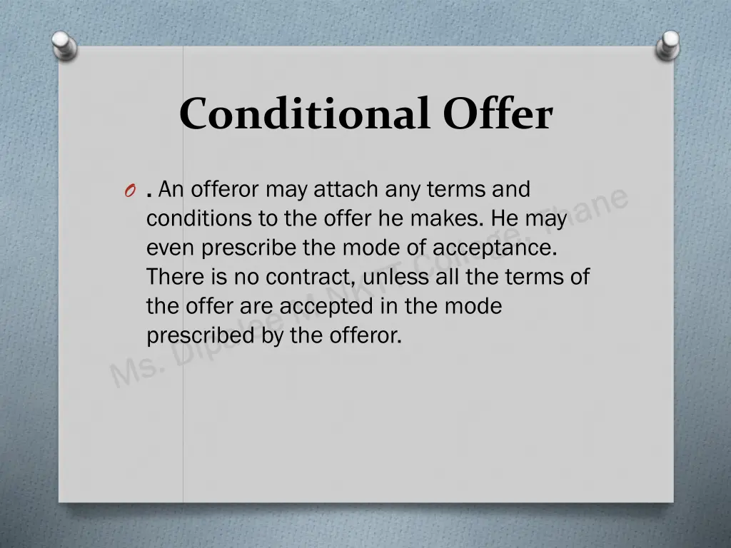 conditional offer