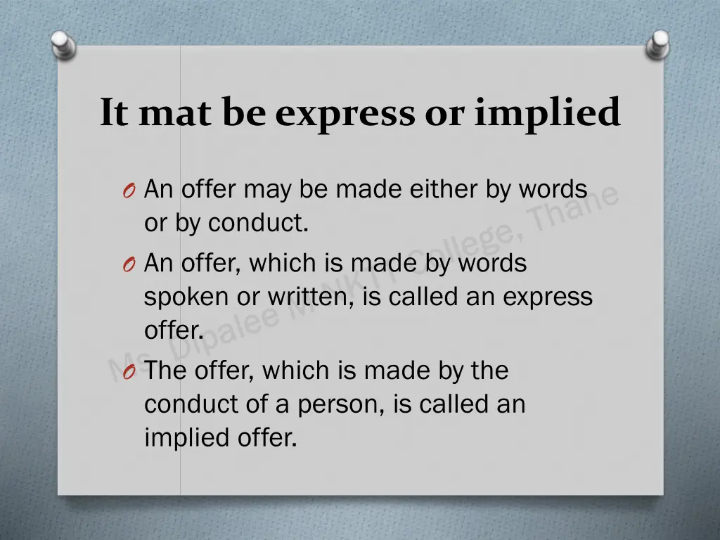 it mat be express or implied