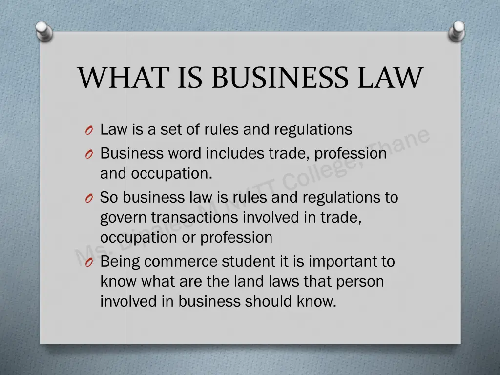 what is business law