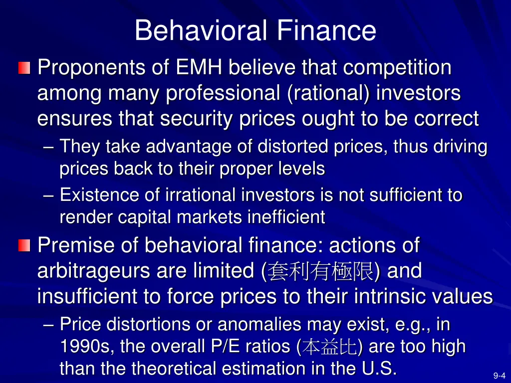 behavioral finance proponents of emh believe that