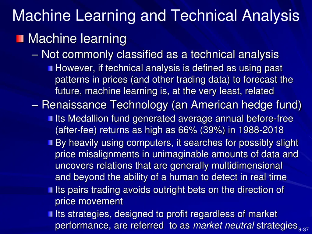 machine learning and technical analysis