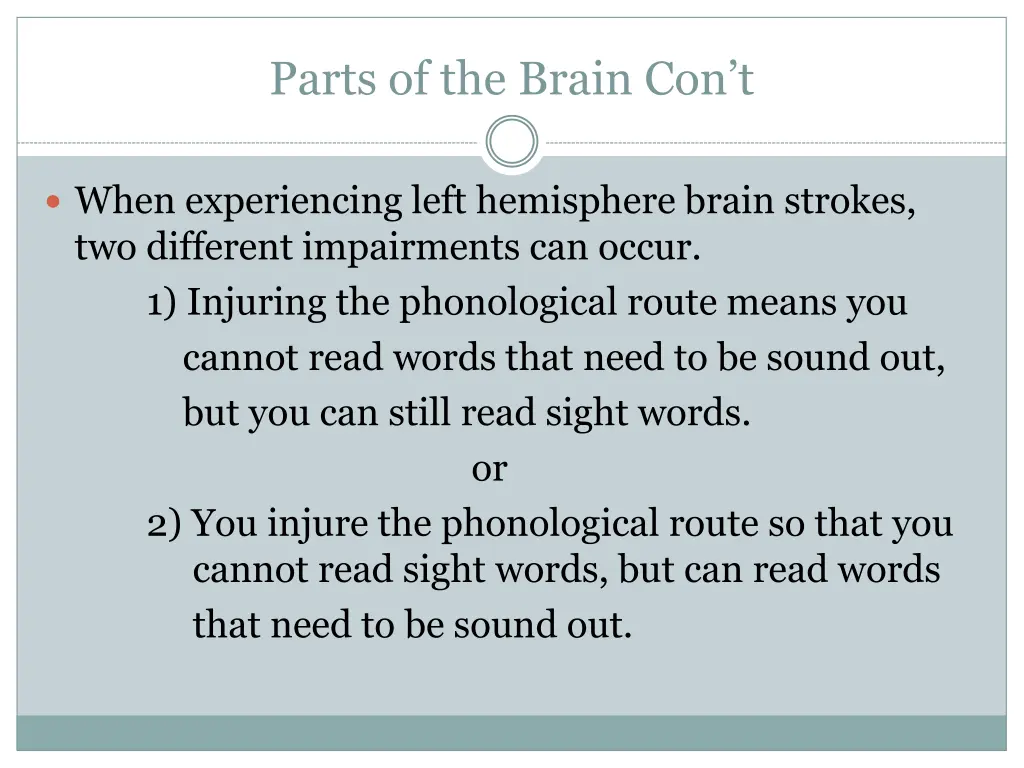 parts of the brain con t