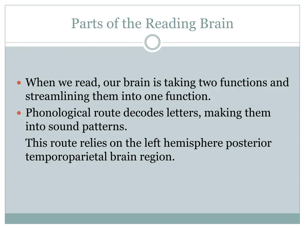 parts of the reading brain