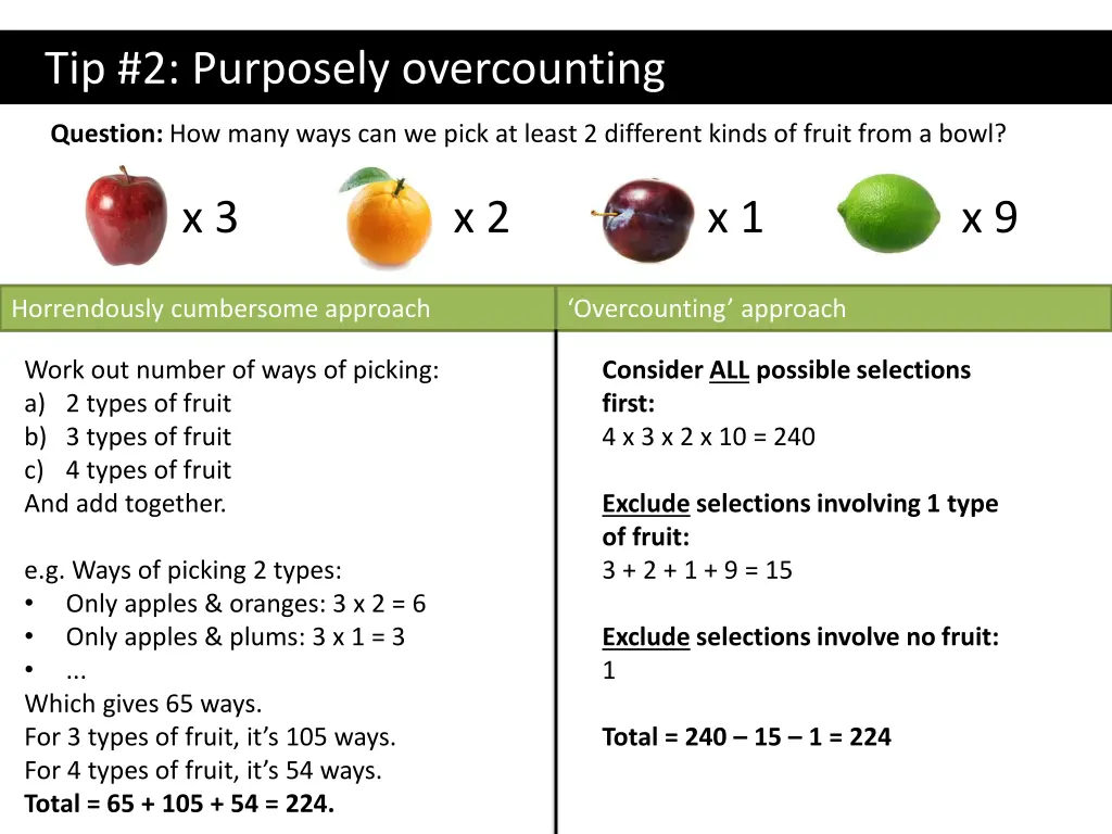 tip 2 purposely overcounting 1