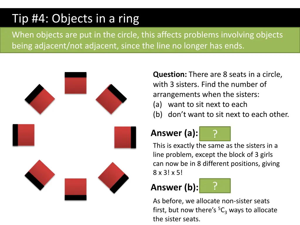 tip 4 objects in a ring