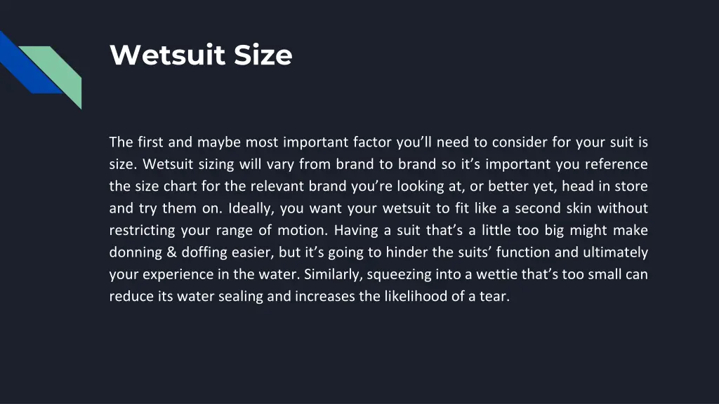 wetsuit size