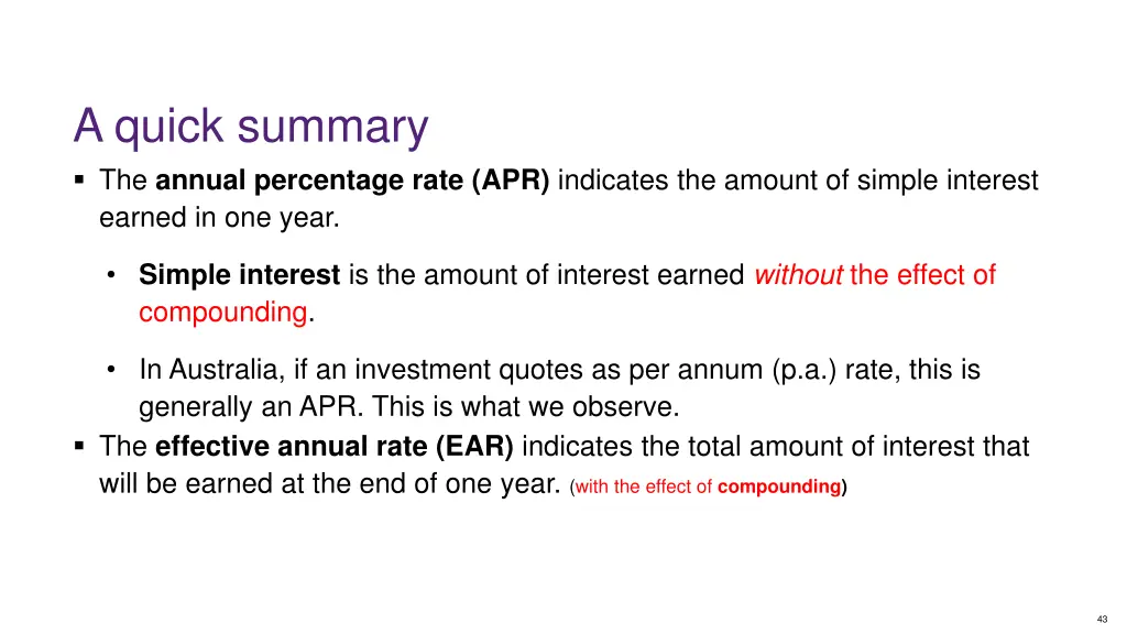 a quick summary the annual percentage rate