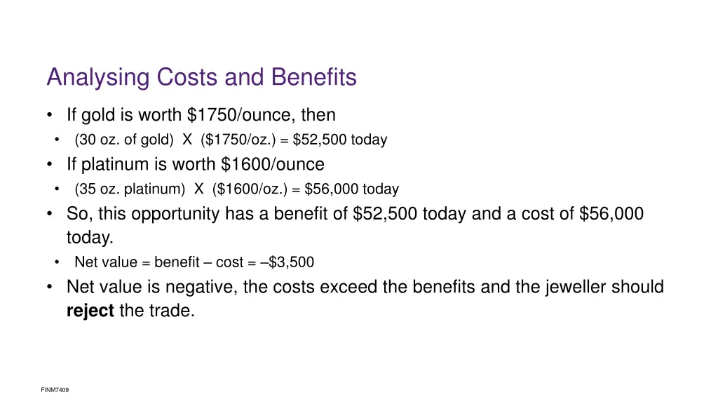 analysing costs and benefits 1