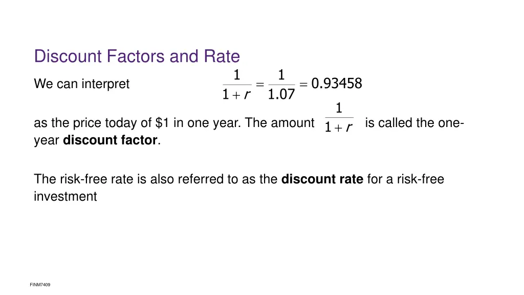 discount factors and rate