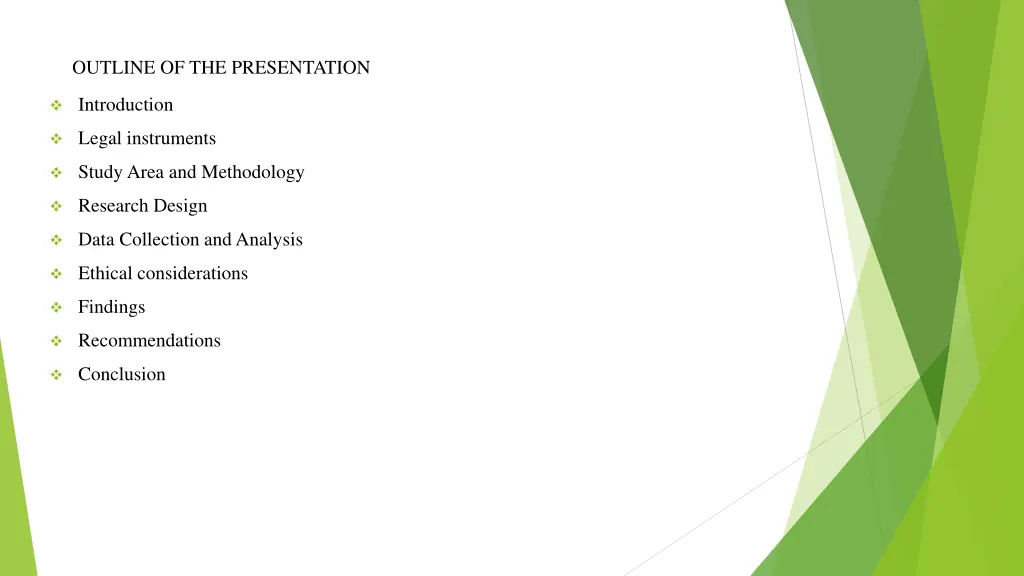 outline of the presentation