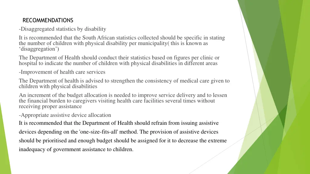 recommendations disaggregated statistics