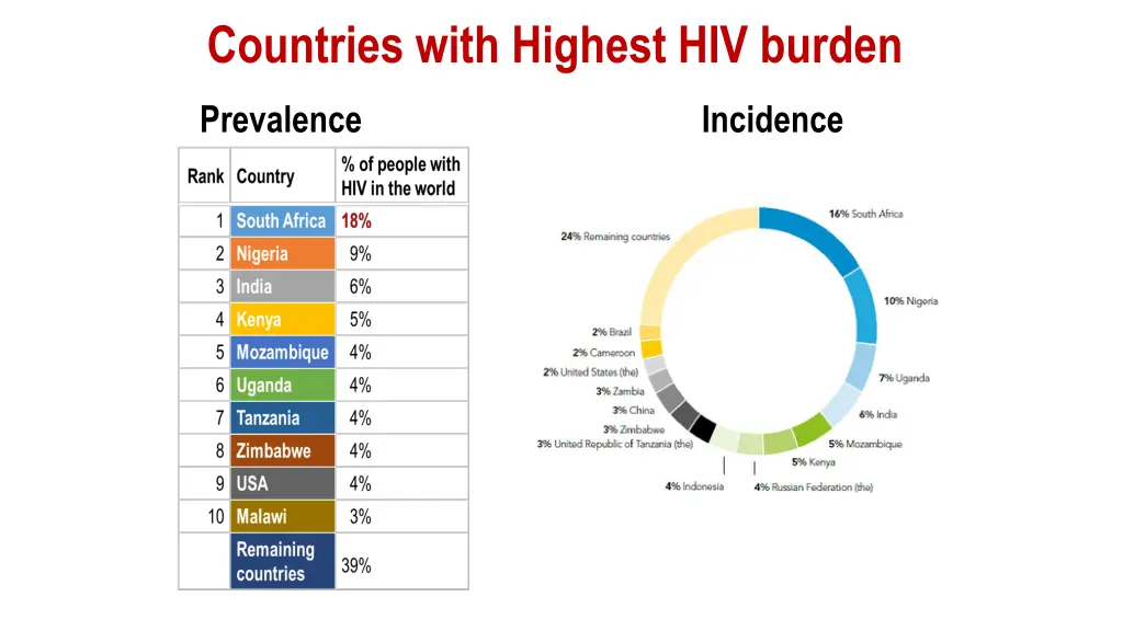 countries with highest hiv burden